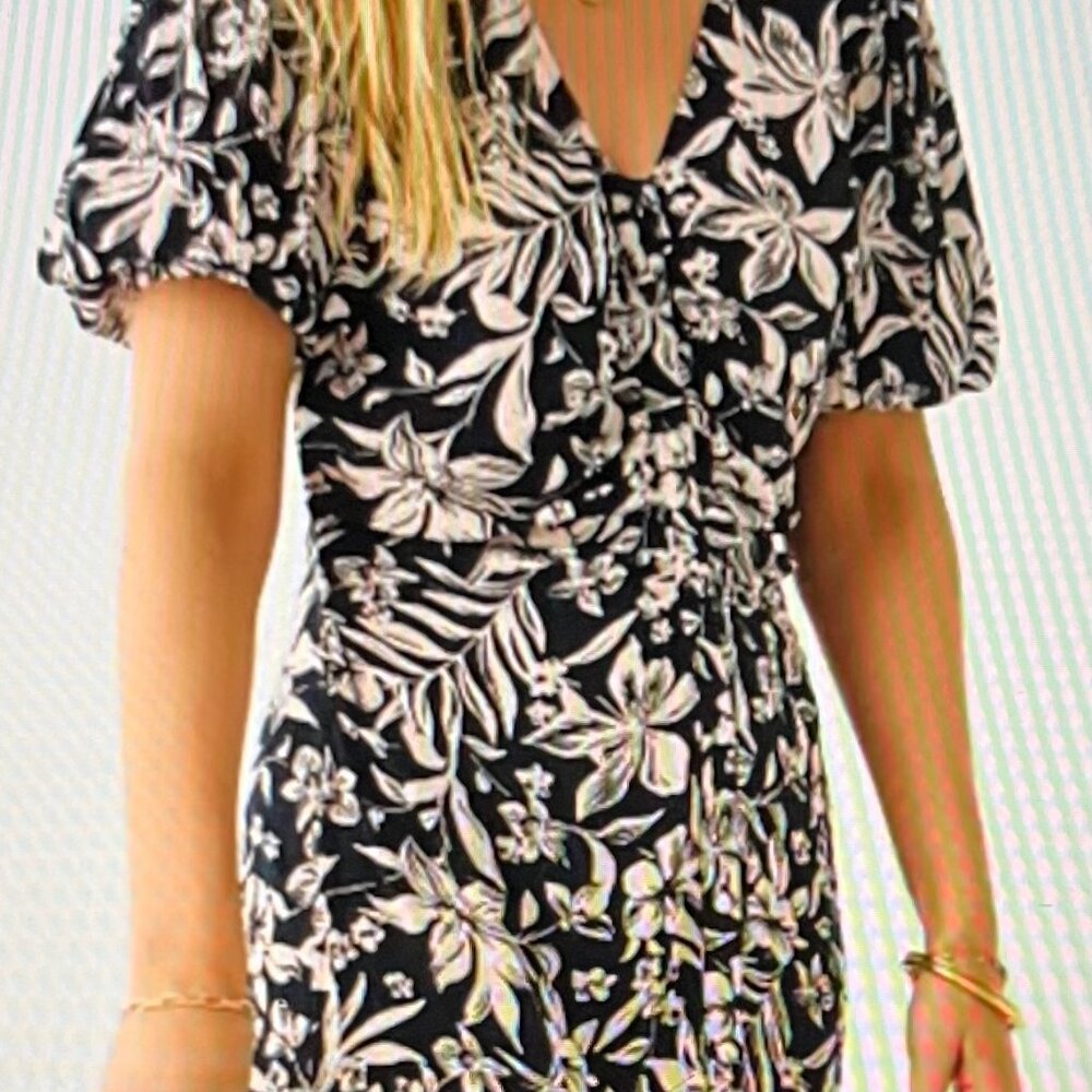NWT Faherty Sorrento Dress, Navy, Sz L
